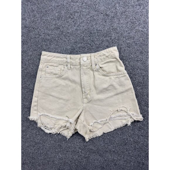 Stradivarius Jean Shorts Women's 00 Yellow Denim High Rise Cut Offs - Picture 1 of 9